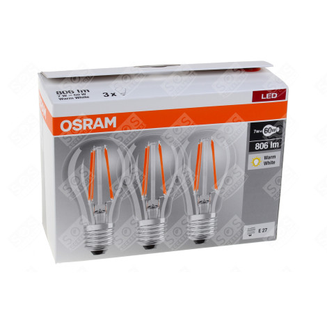 LED RETROFIT CLASSIC A 60 7W/827 220-240V FIL E27 BOX OF 3 PCS D'ORIGINE LUMINAIRE - 4058075819290