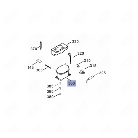COMPRESSEUR R600A (REPÈRE 300) FRIGO, RÉFRIGÉRATEUR, CONGÉLATEUR - 611942700, 6119427