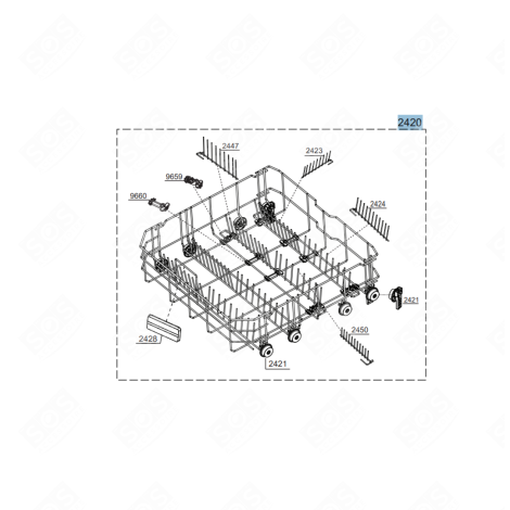 PANIER INFÉRIEUR D'ORIGINE LAVE-VAISSELLE - 1766810153, C00909616