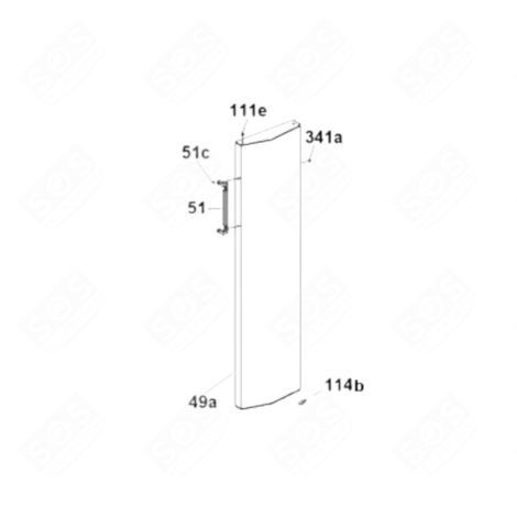 POIGNÉE DE PORTE (REPÈRE 51) FRIGO, RÉFRIGÉRATEUR, CONGÉLATEUR - 49024728