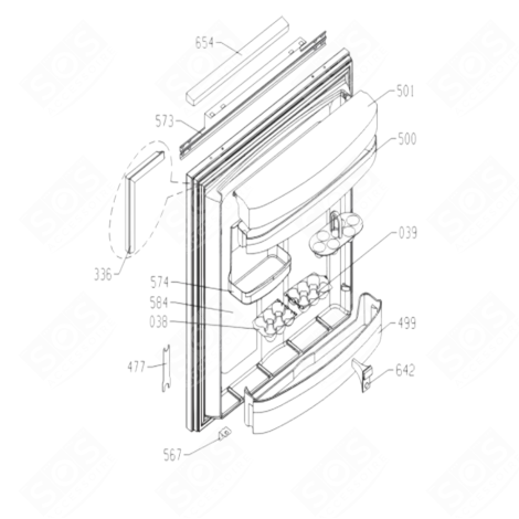 PORTE (PARTIE RÉFRIGÉRATEUR) FRIGO, RÉFRIGÉRATEUR, CONGÉLATEUR - AS0004537