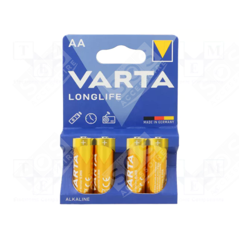 PACK DE 4 PILES ALCALINE LR6 AA LONGLIFE ACCESSOIRES ET ENTRETIEN - 4106101414