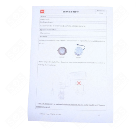 CARTE SPOT D'ORIGINE FOUR, CUISINIÈRE - 99991016