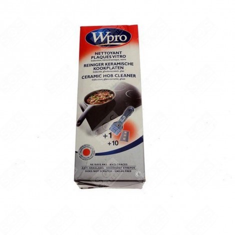 KIT VITROCÉRAMIQUE COMPRENANT 1 CRÈME NETTOYANTE VITRO 250 ML D'ORIGINE (VTC101) + 1 GRATTOIR (SCR200) + 10 LAMES (LGV009) PLAQUE DE CUISSON - 481281729989
