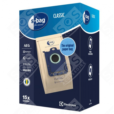 BOITE DE 15 SACS S-BAG - E200M CLASSIC D'ORIGINE ASPIRATEUR - 9001688002
