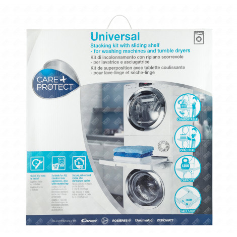 WPRO Kit de Superposition Lave linge & Sèche linge avec Tablette Coulissante