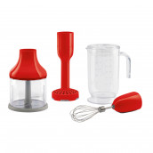 Accessoires pour mixeur plongeant, rouge : carafe, bol hachoir, presse-purée, fouet à fils