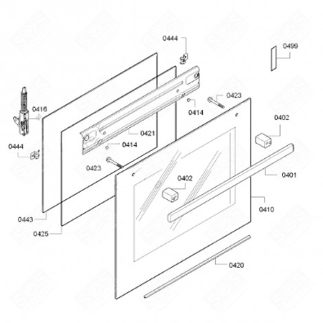 VITRE DE FAÇADE (REPÈRE 0410) D'ORIGINE FOUR, CUISINIÈRE - 00688417
