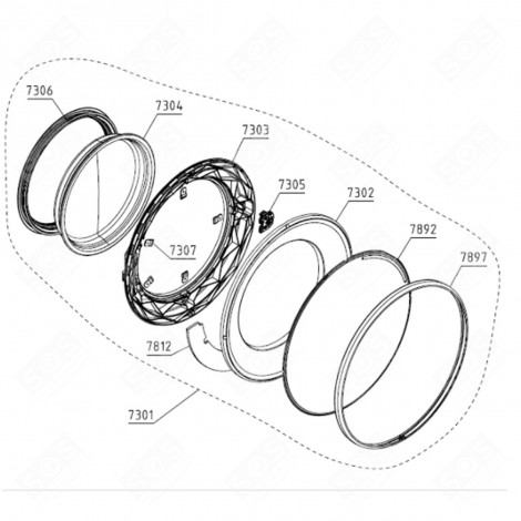 PORTE WM-76/86 070 SIGN ASSY (REPÈRE 7301) MACHINE À LAVER, LAVE-LINGE - 796065