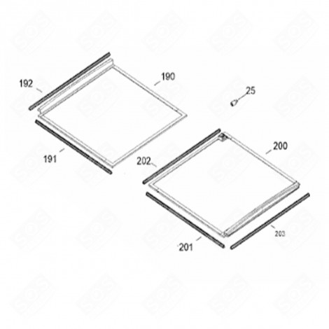 COUVERCLE SUP. 400,9X423,3MM (REPÈRE 200) FRIGO, RÉFRIGÉRATEUR, CONGÉLATEUR - 9746917