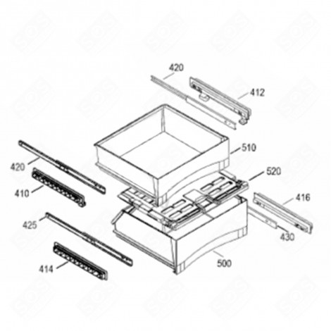 COUVERCLE INF. (REPÈRE 520) FRIGO, RÉFRIGÉRATEUR, CONGÉLATEUR - 7438872
