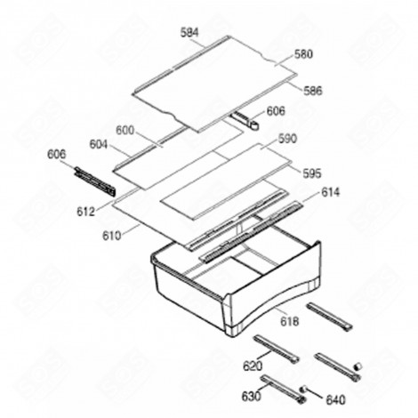TIROIR COMPARTIMENT 0 DÉGRÉE C (REPÈRE 618) 400X404X108,5 MM FRIGO, RÉFRIGÉRATEUR, CONGÉLATEUR - 9290522
