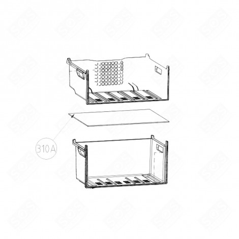 CLAYETTE, ÉTAGÈRE VERRE REPÈRE 310A        -       402,5X216 MM FRIGO, RÉFRIGÉRATEUR, CONGÉLATEUR - 5770720800