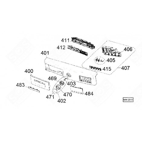 BOUTON POUSSOIR (REPÈRE 415) MACHINE À LAVER, LAVE-LINGE - 42120245