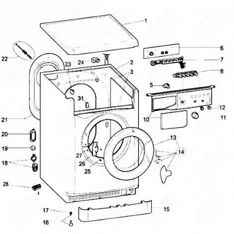 HUBLOT COMPLET (REPÈRE 13) D'ORIGINE MACHINE À LAVER, LAVE-LINGE - C00610624, 488000610624