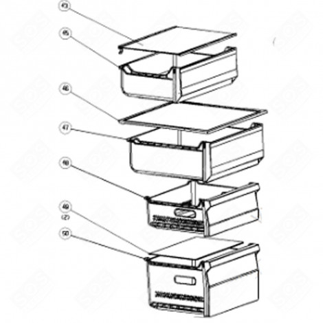 BAC À LÉGUMES (REPÈRE 45) FRIGO, RÉFRIGÉRATEUR, CONGÉLATEUR - 131J39
