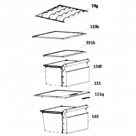 BAC À LÉGUMES (REPÈRE 149) FRIGO, RÉFRIGÉRATEUR, CONGÉLATEUR - 49039173