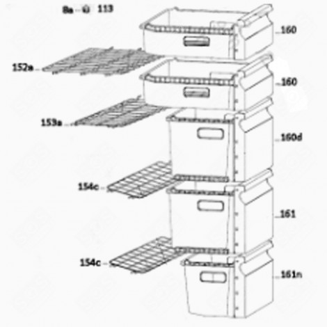 PANIER SUPÉRIEURE (REPÈRE 160) FRIGO, RÉFRIGÉRATEUR, CONGÉLATEUR - 49038999