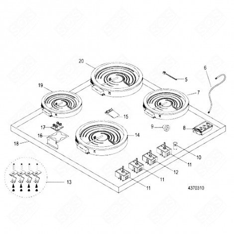 SUPPORT VOYANT RÉSIDUEL (REPÈRE 16) PLAQUE DE CUISSON - C00098655