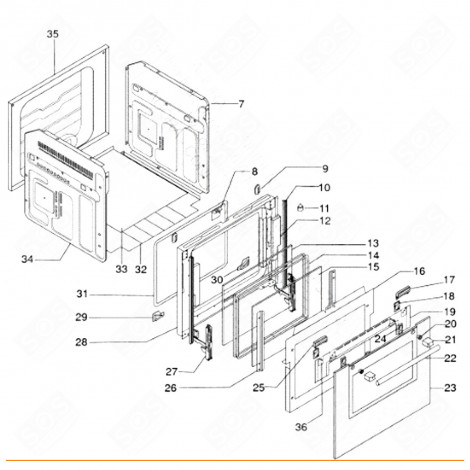 TAQUET PORTE GAUCHE (REPÈRE 25) FOUR, CUISINIÈRE - C00099882