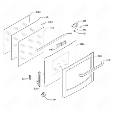 PANNEAU PORTE DE FOUR BLANC (REPÈRE 328) FOUR, CUISINIÈRE - 3532199084