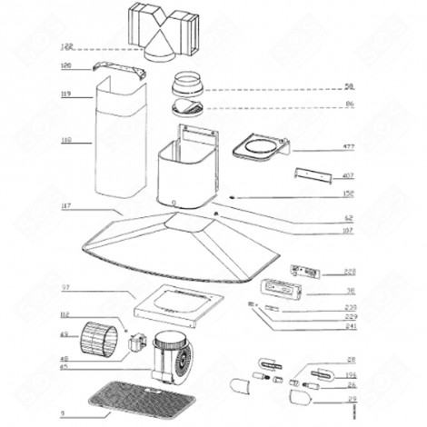 Filtre graisses métallique de hotte Electrolux 50263425006