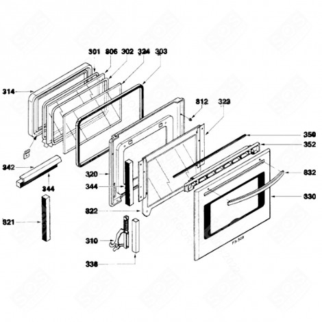 VITRE EXTÉRIEUR DE PORTE (REPÈRE 330) FOUR, CUISINIÈRE - 79X7097