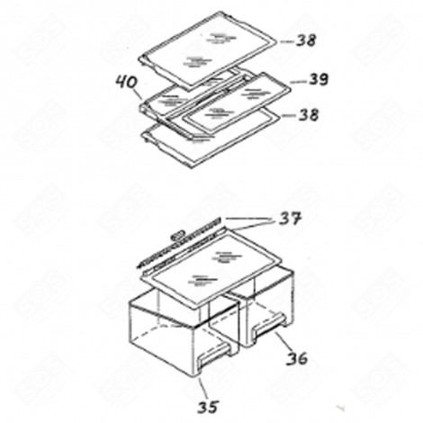 CLAYETTE, ÉTAGÈRE (REPÈRE 40) FRIGO, RÉFRIGÉRATEUR, CONGÉLATEUR - 45X7071
