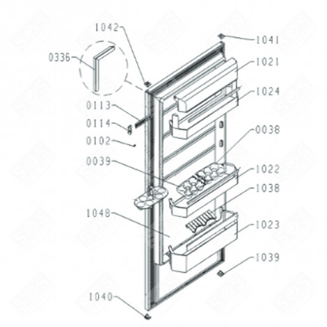 JOINT DE PORTE (REPÈRE 0336) FRIGO, RÉFRIGÉRATEUR, CONGÉLATEUR - 44X0261