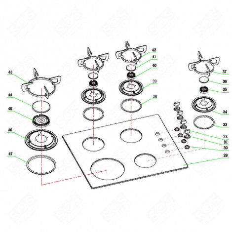MANETTES (REPÈRE 31) FOUR, CUISINIÈRE - CU001543