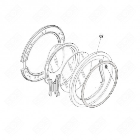 ENCADREMENT DE HUBLOT D'ORIGINE (REPÈRE 62) MACHINE À LAVER, LAVE-LINGE - 43015337