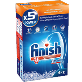 Finish sel lave-vaisselle boîte 4kg - sel lave-vaisselle + Finish - produit  de rinçage